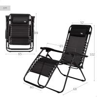 Silla Deportiva Portátil Gravedad Cero Negro, Con Almohada y Reposapiés - details 2