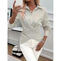 Camisas y blusas con botones en la cintura, a rayas, irregulares, juveniles, elegantes, nuevas para mujer - details 15