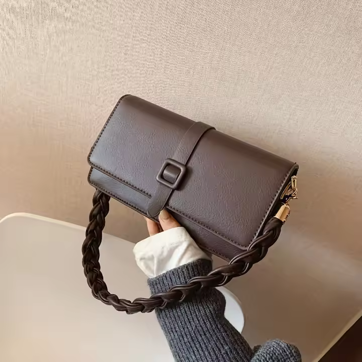 Bolso de Mano para Mujer con Cierre Magnético y Correa Cruzada Desmontable - Negro/Beige/Azul Marino/Borgoña/Café/Gris - Herrajes Dorados, Bolso Rectangular Estructurado para Eventos Diarios y Formales, Duradero y Fácil de Limpiar, Bolso Versátil para Tod - 1
