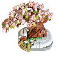 Mini bonsái árbol flor de cerezo bloques de construcción, Kits de juguetes para adultos, maceta rosa, planta, ladrillos, regalos de cumpleaños y Aniversario - details 0