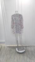 2025 ropa de mujer temperamento floral cintura alta ajustado cuello en V vestido de manga larga corta - details 6