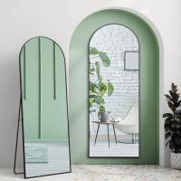 Espejo de arco de pie con soporte, 162 x 53 cm, cuerpo entero, negro, para colgar o apoyar contra la pared, para entrada o dormitorio. - details 4