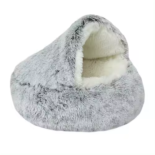 Cama semicerrada para perros y gatos pequeños, antideslizante, suave y esponjosa, diámetro exterior 40 cm - 1
