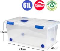 Caja de Almacenaje con todos tamaños plástico de alta calidad, reutilizable y reciclable resistente con tapa ,cierres y ruedas 5/12/16/25/30/31/35/36/46/55/56/57/61litros marca PlacticForte - details 12
