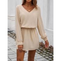 Vestido de manga larga para mujer, elegante color sólido, de moda, suelto, informal, barato - details 21