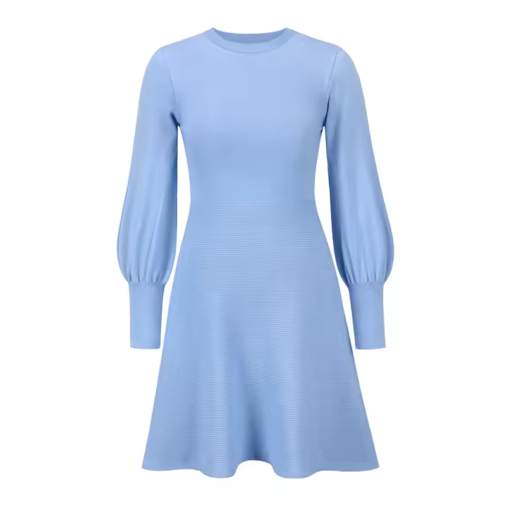 Vestidos de suéter de manga acampanada para mujer, vestido con forma de princesa, Azul S - 1