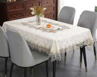 Battilo Ence mesa de comedor rectangular floral blanco bordado mantel impermeable, boda, fiesta, hogar - details 9