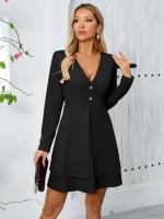 Vestido de Manga Larga para Mujer Primavera Otoño 2025 Color Sólido, Estilo Suelto Vintage XL - details 13