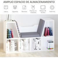 Librería con Asiento 6 Cubo Librería Original Infantil Zapatero con Cojín Estante con Banco Multiusos 102x30x61cm - details 4