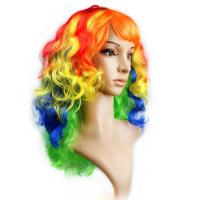 Espectáculo de escenario divertido carnaval peluca larga vestir rosa Cosplay fiesta pelo rizado negro transpirable señora peluca de color fiesta de cumpleaños - details 4