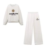 OUWU- Conjunto De Sudadera Con Capucha Y Pantalones Bordados Para Mujer, Conjunto De Manga Larga, Cuello Redondo, Informal, Moda De Otoño, Nuevo Producto - details 1