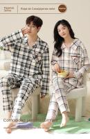 Pijamas 100% Algodón Estilo Casual para Hombre y Mujer Conjunto de 2 Piezas - details 0