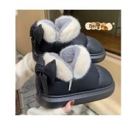 Botas de nieve cortas con nudo de lazo para mujer, zapatos de invierno de felpa y aislamiento, impermeables, de algodón, para el hogar - details 23