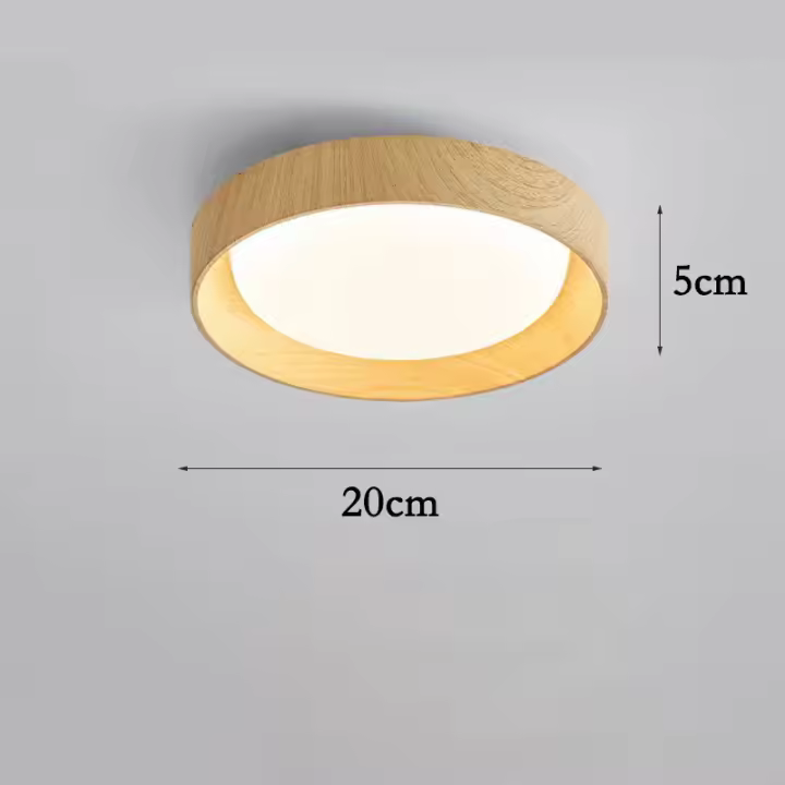 Lámpara colgante de techo LED de ganancia de madera Lámpara de techo empotrada redonda de 7,8 pulgadas, accesorios de lámpara de pasillo de balcón de pasillo moderno - 1