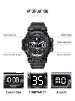 SMAEL-reloj deportivo para hombre, cronógrafo Digital resistente al agua hasta 50m, militar, Led, de cuarzo, 8078 - details 2