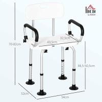 Silla Ducha Personas Mayores Silla para Ducha Taburete de Ducha Antideslizante con Altura Ajustable y Apoyabrazos Regulable Carga 136 kg - details 1