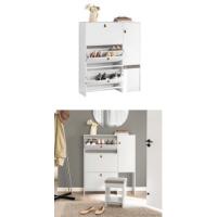Zapatero Ultra Estrecho de 19 cm con 2 Solapas Organizador de Perfil Delgado para Zapatos de Entrada Blanco 50 x 19 x 91 cm FSR151-W ES - details 11