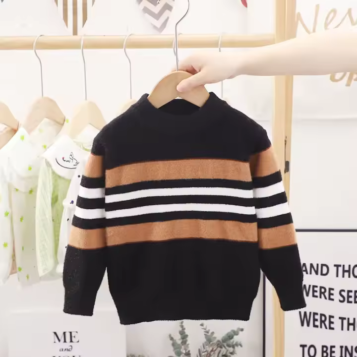 Suéter de punto a rayas para niños, ropa cálida para niños de 2 a 6 años, a la moda, 2024 - 1