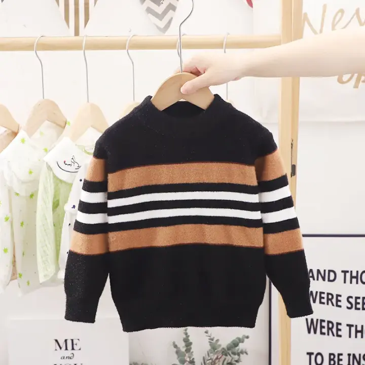 Suéter de punto a rayas para niños, ropa cálida para niños de 2 a 6 años, a la moda, 2024 - 1