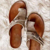 Zapatos Retro para mujer, chanclas clásicas con remaches planos, sandalias informales, talla grande 43, gran oferta, Verano - details 4