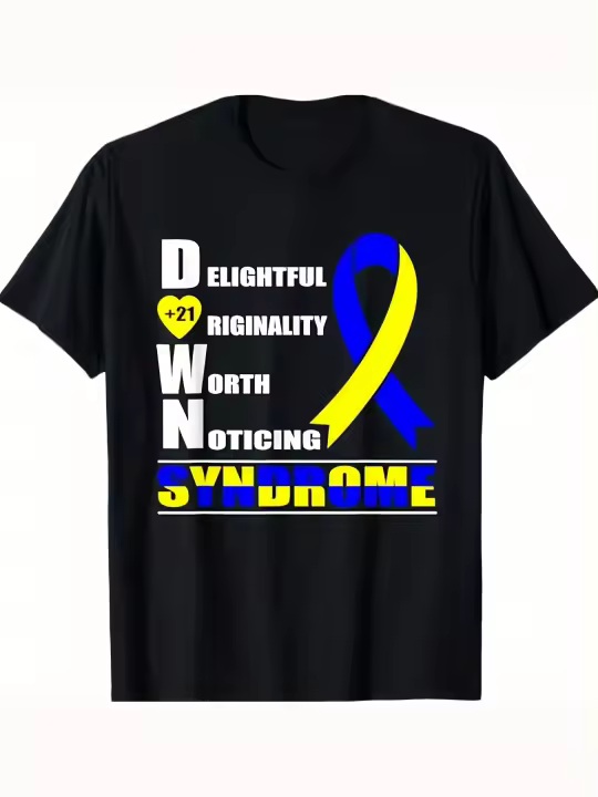 Camiseta Ribbon World Down Syndrome Day para mujer y niño, regalo para papá, manga corta con cuello redondo suave y cómoda, 230g - 1