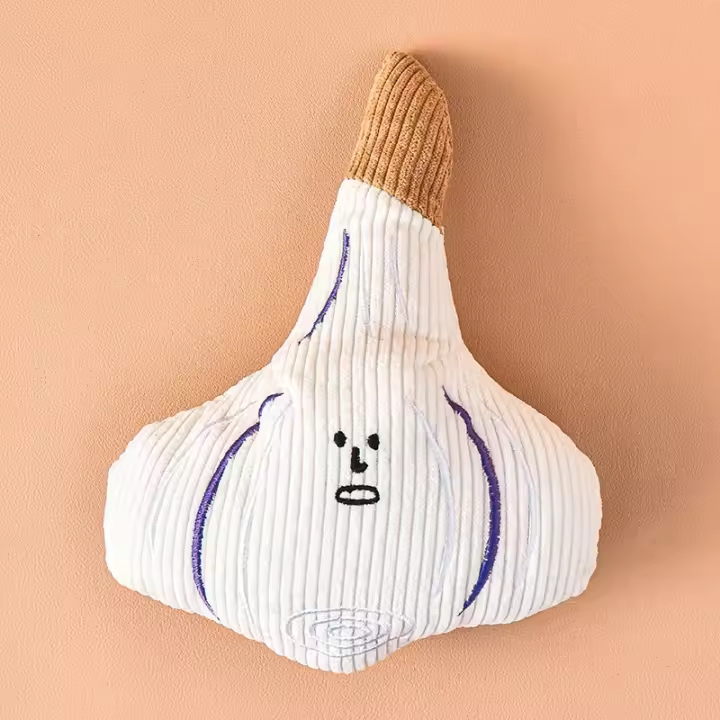 Juguete para masticar con ruido de peluche para perros, juguete para masticar con cebolla, seta, ajo, serie vegetal, juguete para perros, juguete de peluche con chirrido para mascotas, rompecabezas para perros - 1