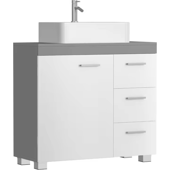 Mueble Bajo Lavabo Armario de Baño con 3 Cajones Diseño de Puerta con 2 Compartimentos Traseros - 1