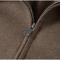 Chaqueta de Lana con Cremallera Marrón Elegante Abrigo de Otoño Vintage para Mujeres - details 5