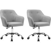 Silla de estudio, giratoria, altura ajustable, carga de 110 kg, marco de acero, tela de algodón-lino transpirable, para estudio, dormitorio, marrón OBG019K01 - details 31