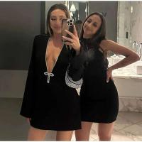 Elegante Vestido Mini de Cintura Alta y Ajustado Manga Larga, Cuello en V Profundo, Moda Nocturna para Mujeres - details 9