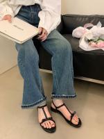 Nuevo estilo de hadas palabra romana con sandalias zapatos de mujer sandalias planas ropa de verano zapatos de playa con punta abierta - details 13