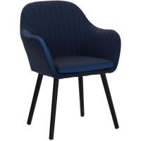 Juego de 2 sillas de comedor nórdicas estilo vintage, tapizadas con reposabrazos en terciopelo, estructura de madera azul BH259bl-2 - details 3