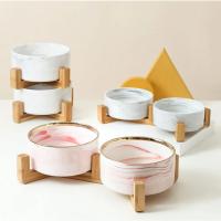 Bol para Mascotas de Cerámica con Soporte de Madera Alimentador y Regador para Perros y Gatos - details 8
