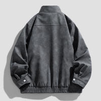 Chaqueta de cuero con cuello levantado para hombre, Tops cómodos y versátiles, informales, sólidos, a prueba de viento, para otoño e invierno - details 6
