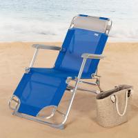 Plegable y reclinable Azul con cojín, 2 Posiciones, Aluminio y textileno, Medidas 47x95x75 cm , Peso máx. 110 Kg, Tumbonas Plegables para Playa, terraza y Camping (62300) - details 1