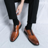 Zapatos Formales para Hombres Color Sólido, Tacón Bajo, Comodidad y Moda en Cuero de Juventud Transpirable - details 2