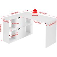 Escritorio L de Doble Tablero, Escritorio con Estantería de 6 Compartimentos, Mesa PC Ordenador para Estudio Oficina - details 4