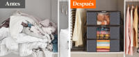 Juego de 3 Piezas Organizador de Ropa,Cajas de Almacenamiento Plegables con Asas Reforzadas,Bolsas de Tela Resistente para Guardar Ropa con Ventana Transparente - details 3