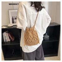 Bolso tipo cubo tipo bandolera tejido de paja para mujer, marca de diseñador de lujo, informal, a la moda, para viajes, playa, 2023 - details 9