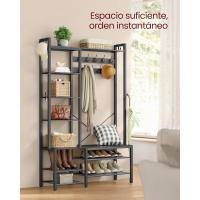 Perchero con Banco Zapatero 5 Estantes de Almacenaje y 9 Ganchos para Ropa Tamaño 40 x 120 x 190cm - details 2