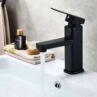 Grifo de lavabo de mesa fría y caliente para baño de un solo orificio cuadrado elevado - details 5