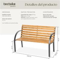 Banco de Jardín Exterior, Madera Lacada y Hierro Fundido, Diseño Elegante, Resistente y Estable, Patio y Terraza - Cruzado - details 27