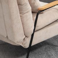 Reclinable con respaldo ajustable tapizado en pana, marco de acero y cojines para salón dormitorio 68x91,5x88 cm beige - details 4
