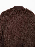 TRAFZA, chaqueta de invierno con cuello redondo de punto con efecto de piel sintética para mujer, abrigo de manga larga con un solo pecho y temperamento elegante para mujer - details 8