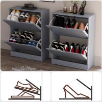 Diseños Zapatero con 2 cajones, Ahorro de Espacio, con 2 cajones abatibles, Mueble para Pasillo y Sala de Estar, 100% Certificado FSC (Gris) - details 4