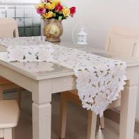 Mesa con bordado floral retro blanco, alfombra Ense, mantel de algodón hueco, decoración de mesa de comedor para el hogar, fiesta de boda - details 12