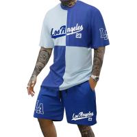 Conjunto de camiseta y pantalón corto informal con estampado de letras en contraste para hombre, ropa deportiva para exteriores, regalo para novio - details 4