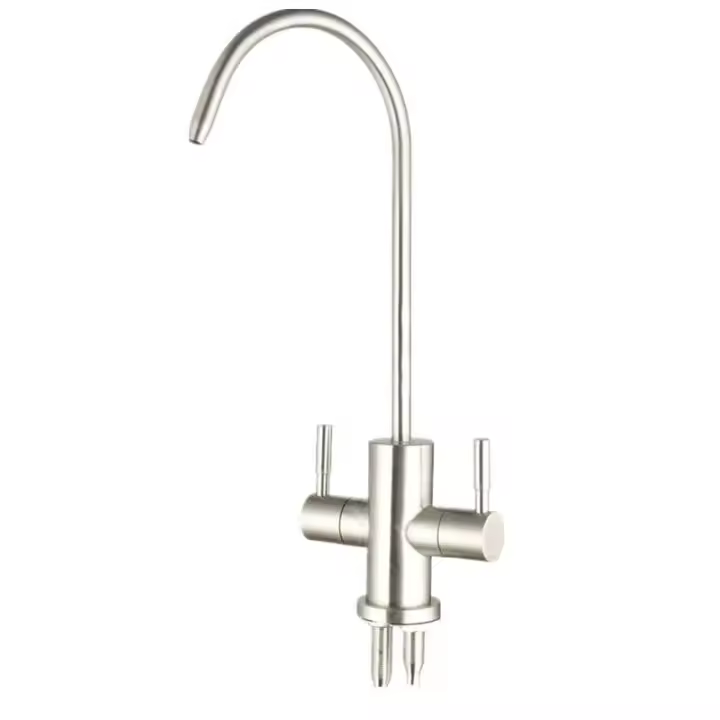 Filtrador de Agua Puro de Acero Inoxidable Rotativo de 360°, Doble Agujero, Purificador de Agua de Osmosis Reversa para Cocina - 1