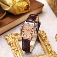 Lujo premium El nuevo cuarzo para mujer 2025 con estilo retro, correa de cuero en forma de barril y un reloj sencillo para estudiantes - details 1