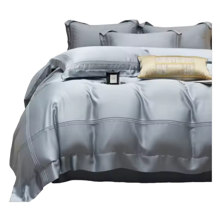 Juego de Ropa de Cama de Alta Calidad Tencel 5A Color Sólido, Sencillo, para Cama Doble de 1.8m - 1